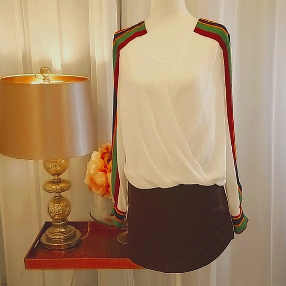 White Striped Hi Lo Blouse